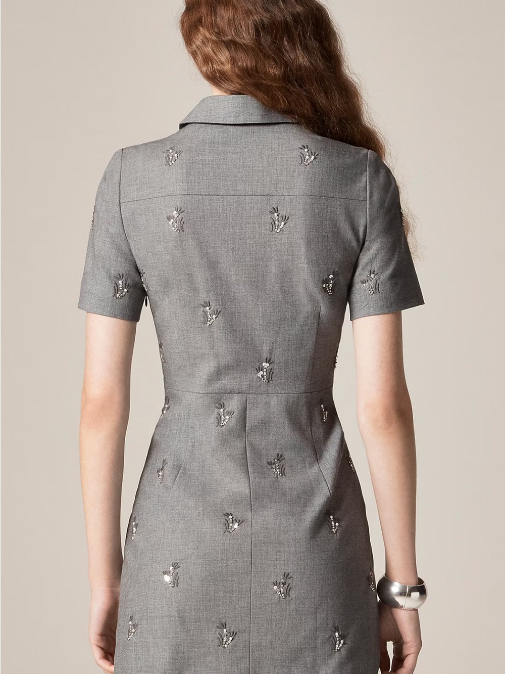 J. Crew Collection Gray Embellished Short-Sleeve Tailored Mini Dress - Picture 3 of 5